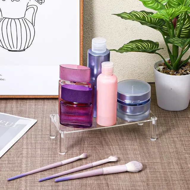 Alt view image 4 of 7 - Acrylic Riser, Display Stand Clear Shelf 7.87x3.15x2 Inches Small Display Risers 1 Tier Rectangular Organizer Lightweight Tabletop Shelf for Cosmetic Products Tabletop Use and More