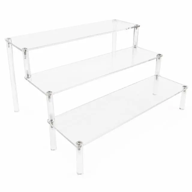 Main image of 3 Tier Acrylic Display Stand Risers, Clear Tabletop Display Shelf for Perfume, Figures & Collectibles, Thick Acrylic Organizer for Cupcake, Cosmetics & Home Decoration