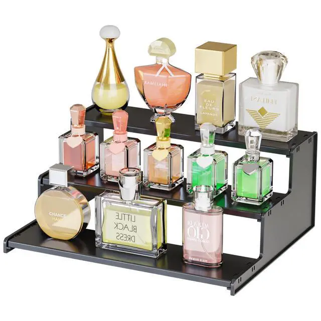 Main image of Cologne Stand for Men,3 Tier Black Perfume Tray for Cologne,Acrylic Display Risers for Collection,Fragrance,Cupcake,Figure Display Shelf,Perfume Stand Organizer,Product Fragrance Display Stand