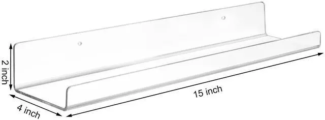 Alt view image 3 of 7 - 4 Pack Acrylic Shelves for Wall, 15" Clear Acrylic Floating Shelves for Bathroom Bedroom, Invisible Bookshelf Wall Ledge Storage Shelf Books Perfume Toys Action Figure Display Shelves
