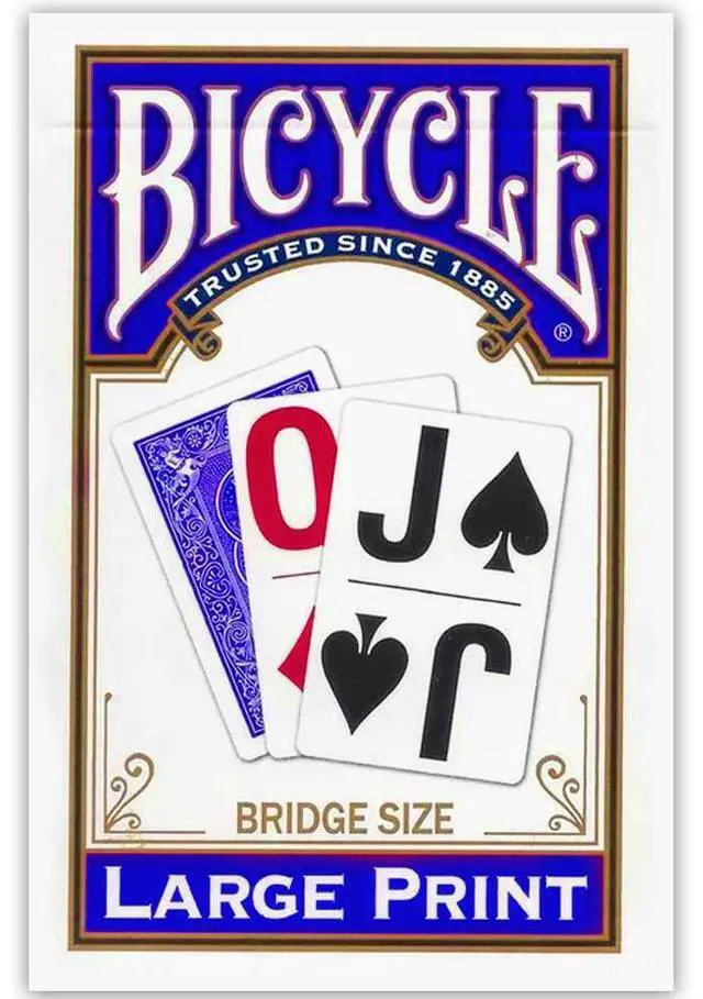 Main image of Large Print Bridge Size Playing Cards - Easy-to-Read Deck for Seniors - Red or Blue