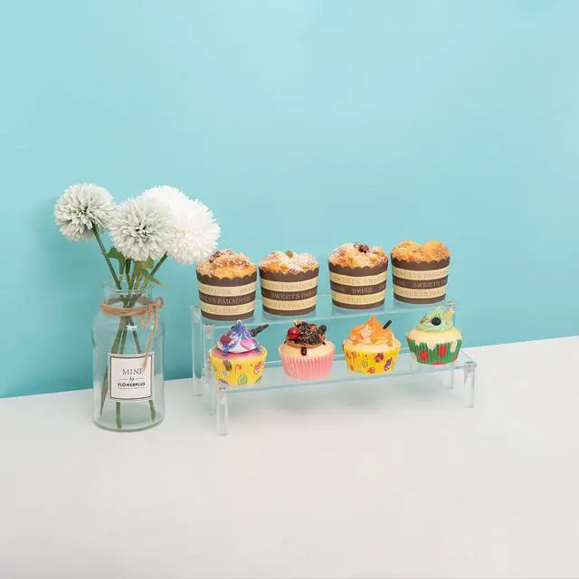 Alt view image 4 of 7 - Clear Acrylic Display Riser 2 Tier Cupcake Stand Shelf for Decoration and Organizer