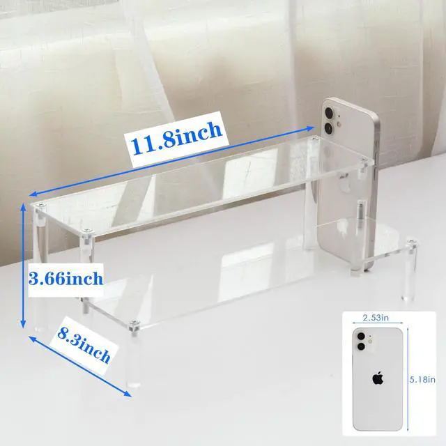 Alt view image 2 of 7 - Clear Acrylic Display Riser 2 Tier Cupcake Stand Shelf for Decoration and Organizer