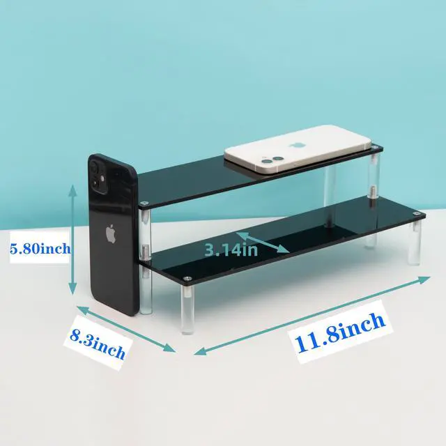 Alt view image 2 of 5 - 2 Tier Black Acrylic Display Riser Cupcake Stand Display Shelf for Decoration, Makeup