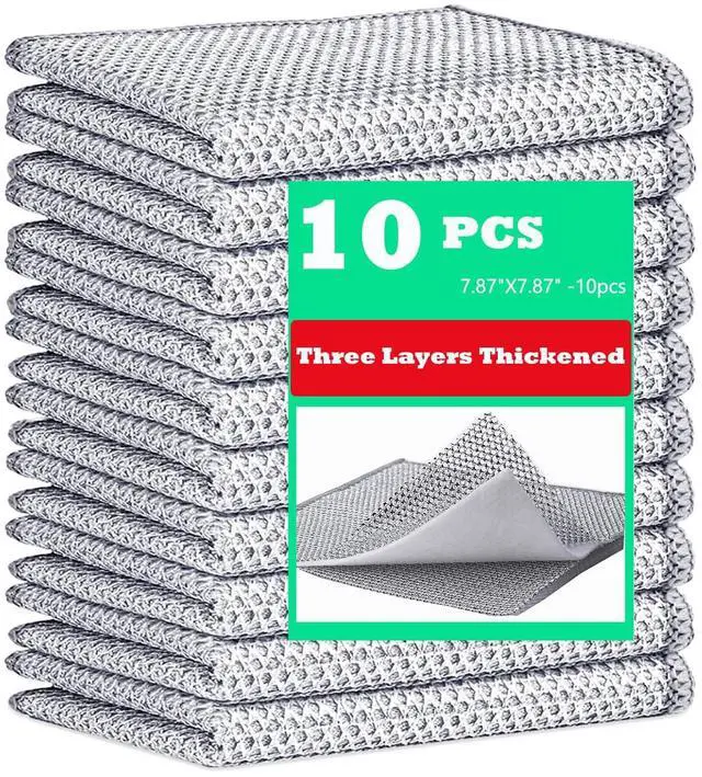 Main image of 10 Pcs Upgrade 3-Layer Dish Cloth, Non-Scratch Steel, Premium Scrubbing Multipurpose Wire Dishwashing Rag for Wet and Dry, Kitchen Cleaning,Scrubs Dishes, Sinks Cleans,Home Essentials