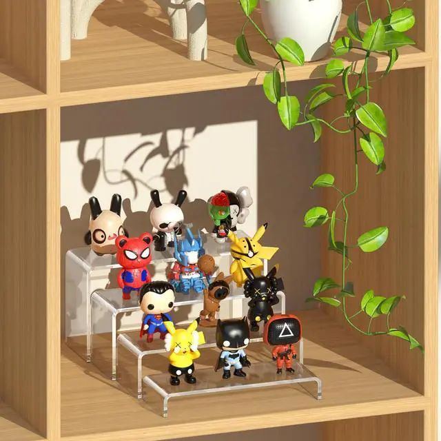 Alt view image 7 of 7 - 6 Pcs Large Acrylic Display Risers (7" L~8" L), Sturdy Rectangular Dessert Stands, Perfume Shelf Organizer, Clear Riser Stands, Display Shelves for Cupcake, Perfume, Figure, Collection, Decoration.
