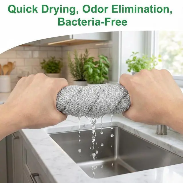 Alt view image 2 of 7 - 16 Pack Double-Layer Stainless Steel Dishcloths - Non-Scratch Wire Cleaning Rags, Reusablediamond Weave Scrubber Cloths for Dishes, Cookware, Sinks, Stove Tops - 7.8 x 7.8 Inches