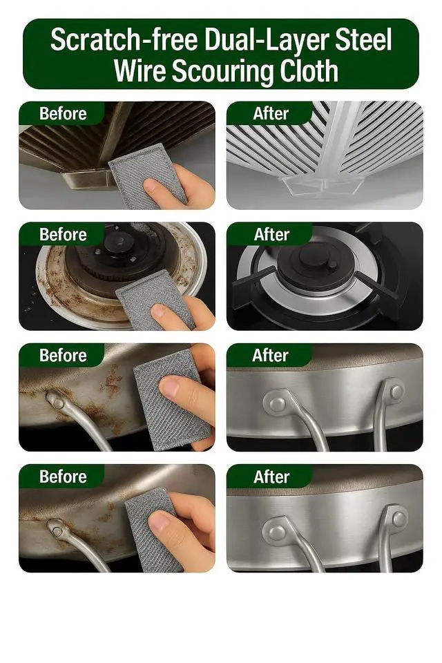 Alt view image 7 of 7 - 16 Pack Double-Layer Stainless Steel Dishcloths - Non-Scratch Wire Cleaning Rags, Reusablediamond Weave Scrubber Cloths for Dishes, Cookware, Sinks, Stove Tops - 7.8 x 7.8 Inches
