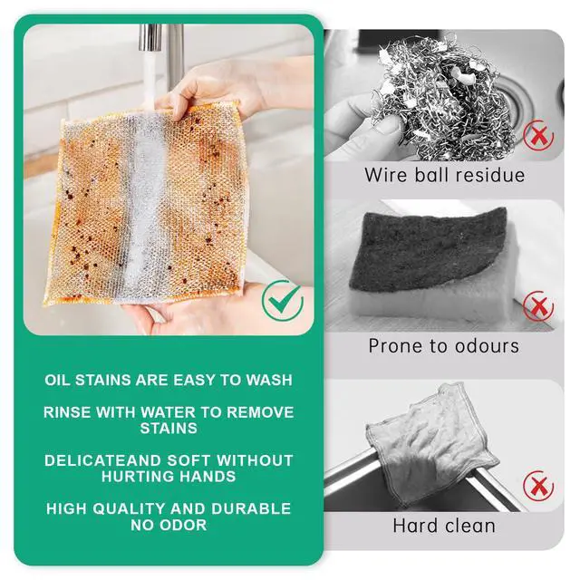 Alt view image 4 of 7 - 10Pcs Multipurpose Wire Dishwashing Rag, Reusable Non-Scratch Wire Dishcloth, Metal Dish Cloth Wet and Dry for Kitchen Cleaning, Sinks, Dishes, Stove Top, Dimensions(7.87X7.87)