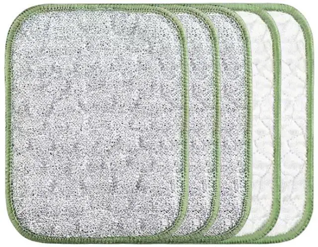 Main image of Non Scratch Wire Dishcloth 5 PCS, Upgraded Double-Sided Multipurpose Wire Dishwashing Rags, Stainless Steel & Multi-Layer Cotton Scrub Pads, Reusable Kitchen Cleaning Cloths for Dishes Pots Pans