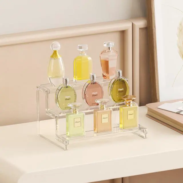 Alt view image 2 of 6 - Perfume Organizer, Cupcake Stand, Tool-Free Assembly, Plastic Display Shelf for Vanity,Room Décor, Bedroom Storage Organization, 3 Tier 9 Inch, 1 Pcs