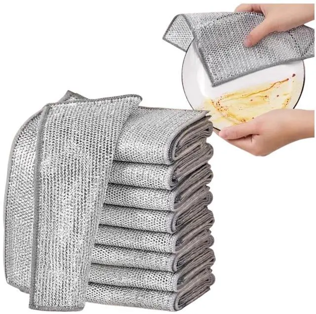 Main image of ANIS·KEAAR 10 Pack 2025 Upgraded Double Layer Non-Scratch Wire Dish Cloth, Multipurpose Wet & Dry Metal Scrub Rags for Dishes, Cookware, Sinks, Stoves