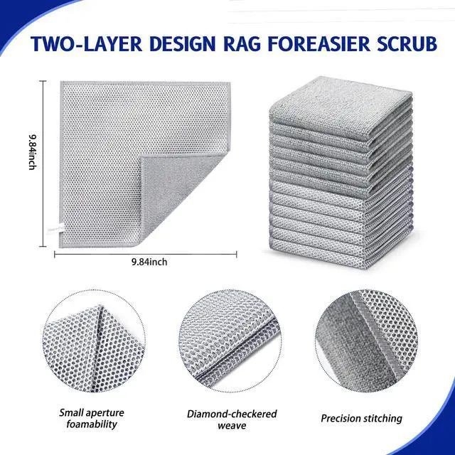 Alt view image 2 of 7 - 12PCS Non-Scratch Multipurpose Steel Wire Dishcloths - Reusable Quick-Dry Odor-Free Scrub Cloths for Dishes, Kitchen Cleaning Cloths for Cookware, Sinks, Stove Tops(9.84X9.84)