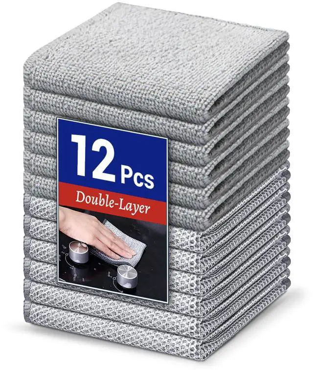 Main image of 12PCS Non-Scratch Multipurpose Steel Wire Dishcloths - Reusable Quick-Dry Odor-Free Scrub Cloths for Dishes, Kitchen Cleaning Cloths for Cookware, Sinks, Stove Tops(9.84X9.84)