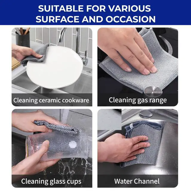 Alt view image 3 of 7 - 12PCS Non-Scratch Multipurpose Steel Wire Dishcloths - Reusable Quick-Dry Odor-Free Scrub Cloths for Dishes, Kitchen Cleaning Cloths for Cookware, Sinks, Stove Tops(9.84X9.84)