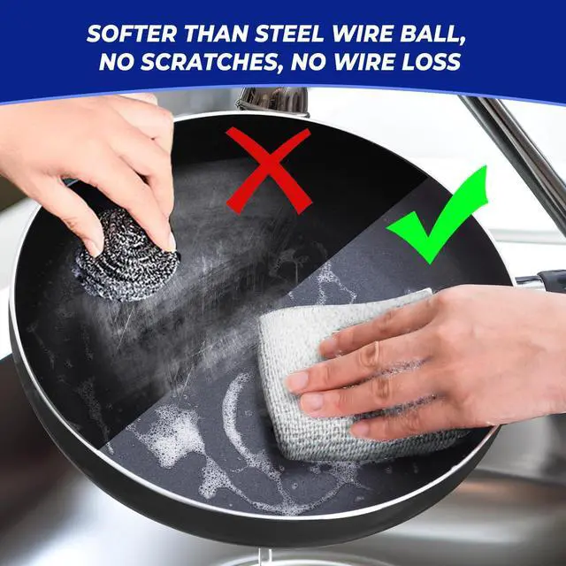 Alt view image 4 of 7 - 12PCS Non-Scratch Multipurpose Steel Wire Dishcloths - Reusable Quick-Dry Odor-Free Scrub Cloths for Dishes, Kitchen Cleaning Cloths for Cookware, Sinks, Stove Tops(9.84X9.84)