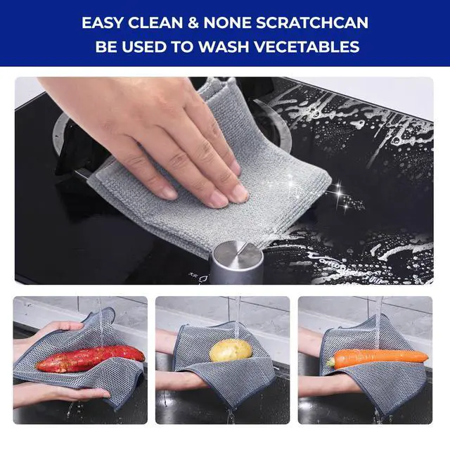 Alt view image 5 of 7 - 12PCS Non-Scratch Multipurpose Steel Wire Dishcloths - Reusable Quick-Dry Odor-Free Scrub Cloths for Dishes, Kitchen Cleaning Cloths for Cookware, Sinks, Stove Tops(9.84X9.84)