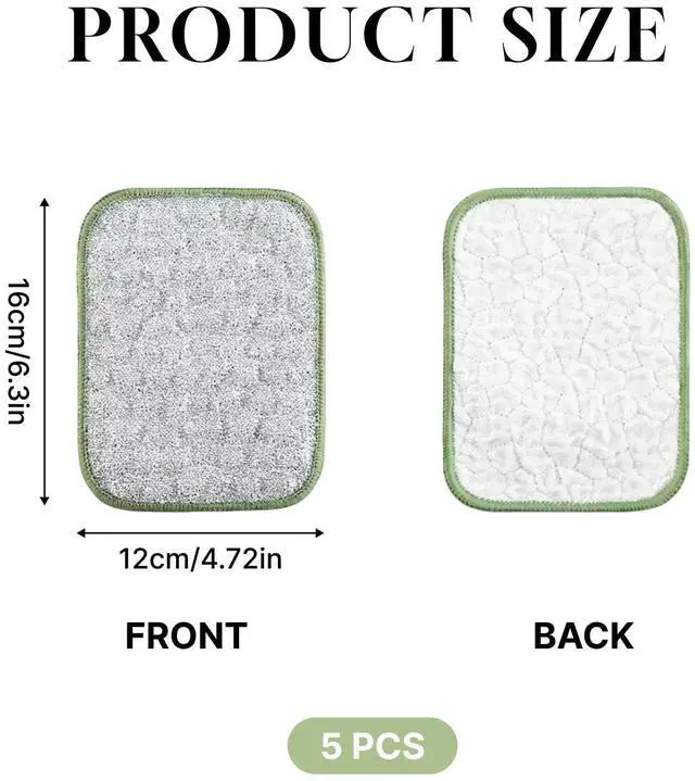 Alt view image 2 of 6 - Non Scratch Wire Dishcloth 5 PCS, Upgraded Double-Sided Multipurpose Wire Dishwashing Rags, Stainless Steel & Multi-Layer Cotton Scrub Pads, Reusable Kitchen Cleaning Cloths for Dishes Pots Pans