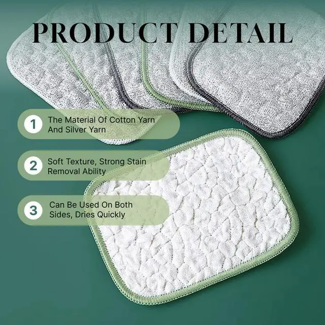 Alt view image 3 of 6 - Non Scratch Wire Dishcloth 5 PCS, Upgraded Double-Sided Multipurpose Wire Dishwashing Rags, Stainless Steel & Multi-Layer Cotton Scrub Pads, Reusable Kitchen Cleaning Cloths for Dishes Pots Pans