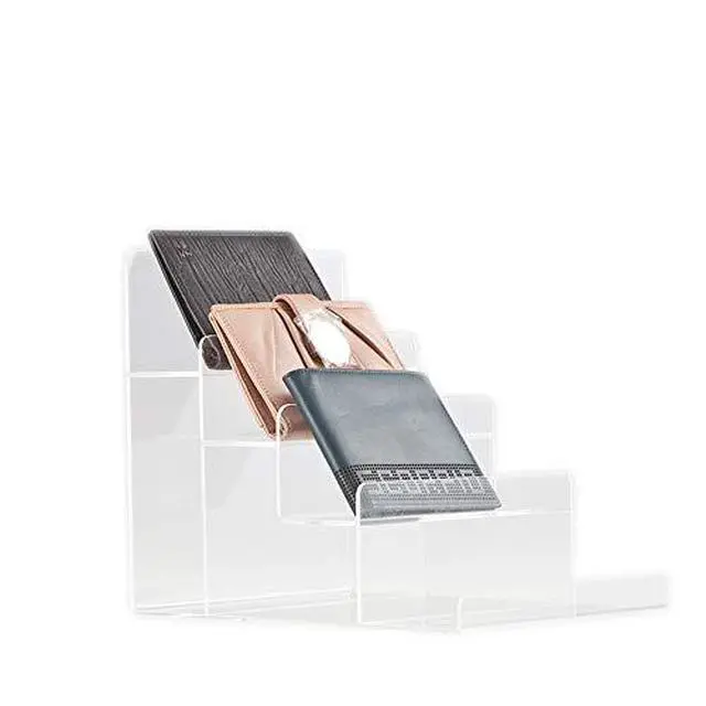 Alt view image 4 of 4 - Acrylic Wallet Display Stand Holder Acrylic Jewelry Display Riser Shelf Showcase Fixtures (3-tier)