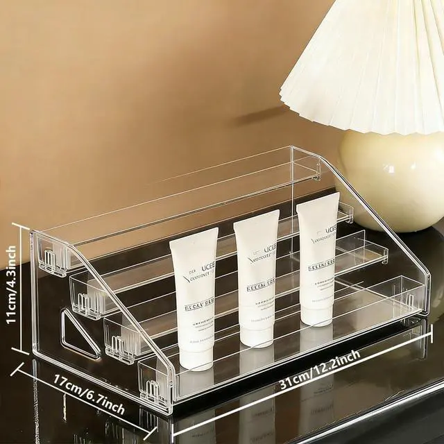 Alt view image 2 of 7 - 12 Inchs Acrylic Tiered Display Stand 4 tier Acrylic Riser Display Shelf Stands for Cosmetic Nail Polish Makeup Cookies Perfume
