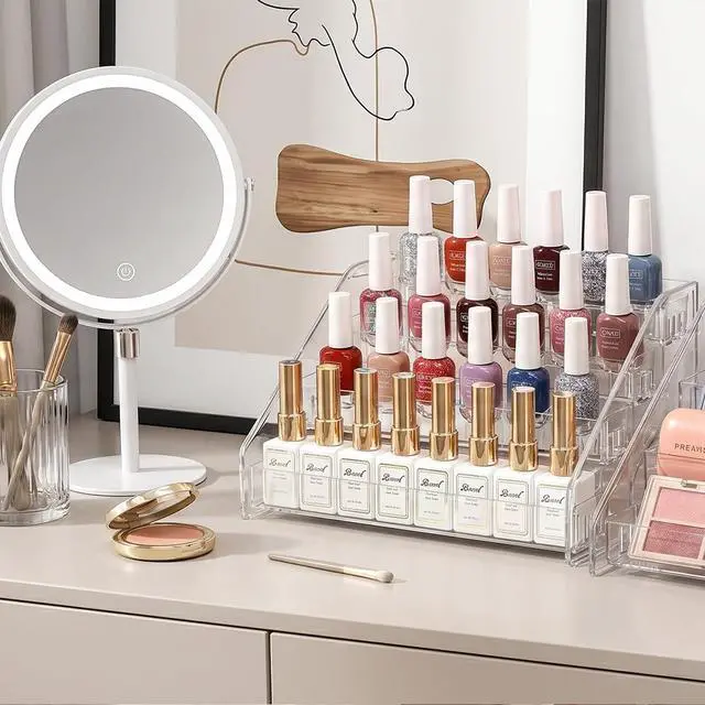 Alt view image 6 of 7 - 12 Inchs Acrylic Tiered Display Stand 4 tier Acrylic Riser Display Shelf Stands for Cosmetic Nail Polish Makeup Cookies Perfume