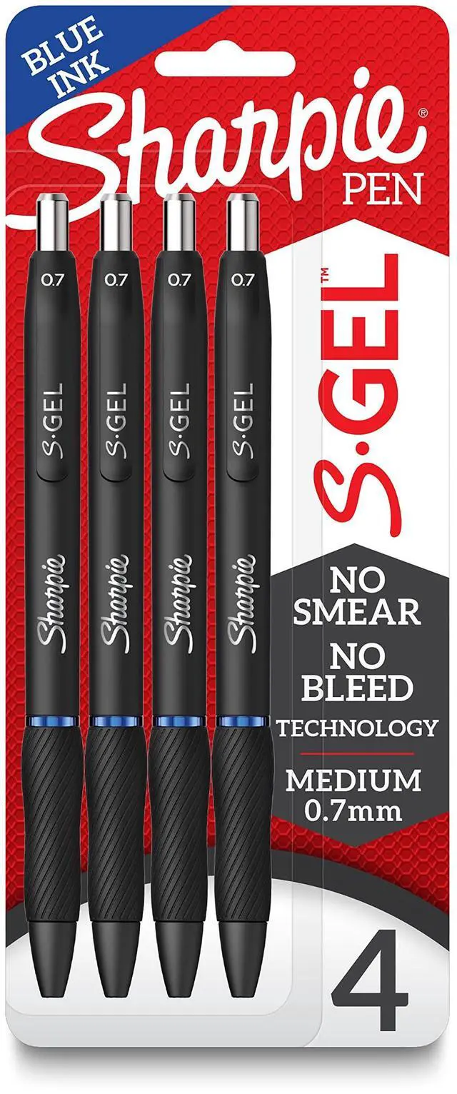 Main image of S-Gel Gel Pens Medium Point (0.7mm) Blue Ink Gel Pen 4 Count