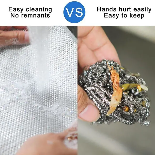 Alt view image 6 of 7 - Wire Dishwashing Rag, 10 Pack Non Scratch Wire Dishcloth, Multipurpose Wire Washing Cloth for Wet and Dry, Scrubbing Wire Dishcloths for Kitchen