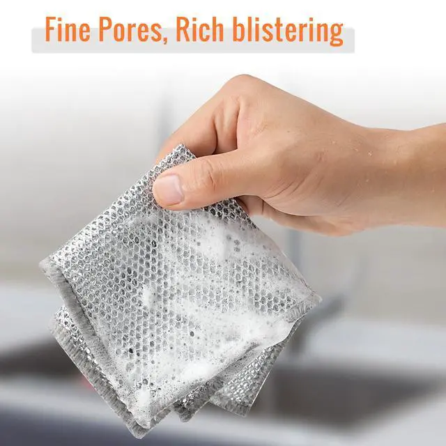 Alt view image 5 of 7 - 6pcs Double Layer Multifunctional Non-Scratch Wire Dishcloth, Multipurpose Wire Dishwashing Rags Wire Cleaning Cloths Wire Dish Towels for Sinks, Pots, Pans, Counters and Cooktops in the Kitchen