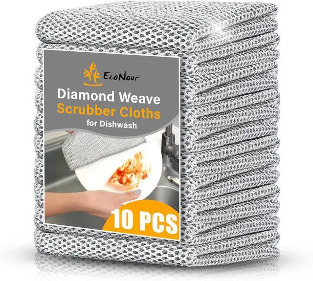 Main image of 10-Pack Non-Scratch Wire Dishcloth | Multipurpose Thread Miracle Cleaning Cloths for Kitchen | Rust Removal Metal Wash Cloth | Quick Wire Dishwashing Rag | 3-Layer Reusable Scrub Cloth
