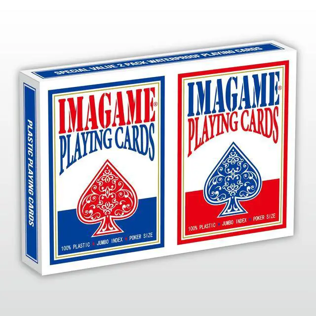 Main image of Plastic Playing Cards, Poker Size, Casino Quality, Jumbo Index, Waterproof & Washable, Perfect for Texas Holdem Poker, 1 Blue Deck & 1 Red Deck