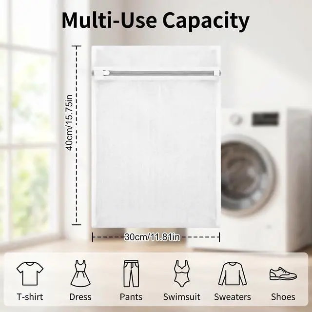 Alt view image 2 of 7 - 3 PCS Laundry Bags, Mesh Wash Bags for Delicates, 12x16 Inches White Durable Mesh Laundry Bag, Washing Machine Bag with Sturdy Zippers for Delicates Lingerie Bras Sweaters Clothes Travel
