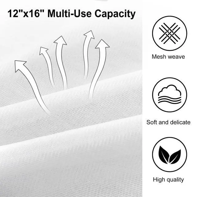 Alt view image 5 of 7 - 3 PCS Laundry Bags, Mesh Wash Bags for Delicates, 12x16 Inches White Durable Mesh Laundry Bag, Washing Machine Bag with Sturdy Zippers for Delicates Lingerie Bras Sweaters Clothes Travel