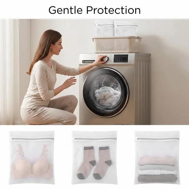 Alt view image 6 of 7 - 3 PCS Laundry Bags, Mesh Wash Bags for Delicates, 12x16 Inches White Durable Mesh Laundry Bag, Washing Machine Bag with Sturdy Zippers for Delicates Lingerie Bras Sweaters Clothes Travel