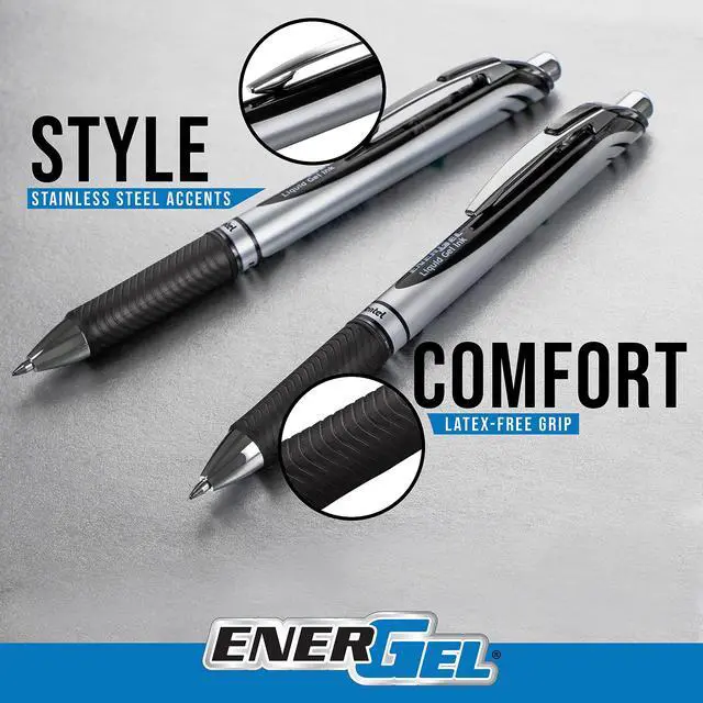 Alt view image 3 of 7 - EnerGel RTX Liquid Gel Ink Pens, (0.7mm), Medium Line, Black Ink, Pack of 3 (BL77BP3A)