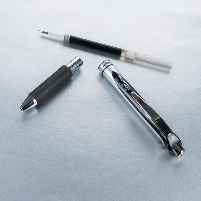 Alt view image 6 of 7 - EnerGel RTX Liquid Gel Ink Pens, (0.7mm), Medium Line, Black Ink, Pack of 3 (BL77BP3A)