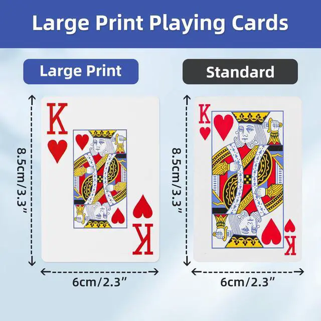 Alt view image 3 of 7 - Playing Cards Large Print for Adults - 2 Pack, Large Print Playing Cards for Seniors, Vision Impaired, Low Vision Crowd, for Blackjack, Euchre, Canasta Card Game