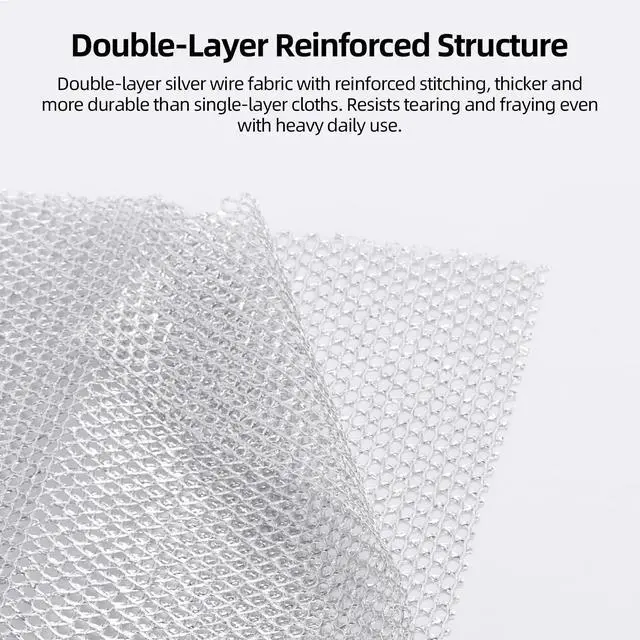 Alt view image 3 of 7 - 20 Pack Steel Wire Dishcloth, Double Layer Metal Dish Cloths, Multipurpose Wire Dishwashing Rags for Kitchen Cleaning