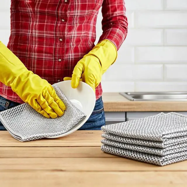 Alt view image 7 of 7 - 20 Pack Steel Wire Dishcloth, Double Layer Metal Dish Cloths, Multipurpose Wire Dishwashing Rags for Kitchen Cleaning