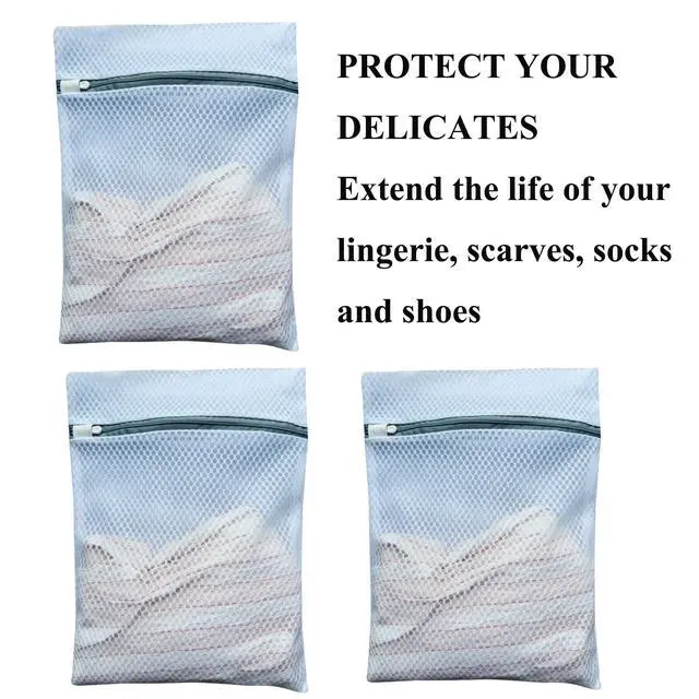 Alt view image 6 of 7 - 3Pcs Mesh Laundry Bags Durable Zipper Wash Bags for Delicates, Lingerie, Bras, Underwear, Baby Clothes, Shoe, Sock - Protect Garments in Washing Machine Pouch Net Bag Travel 12 x 16 Inches