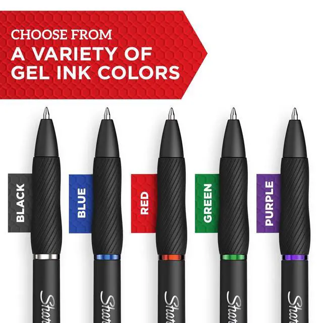 Alt view image 3 of 4 - ® S Gel Pens, Fine Point, 0.5 mm, Black Barrels, Blue Ink, Pack Of 4 Pens