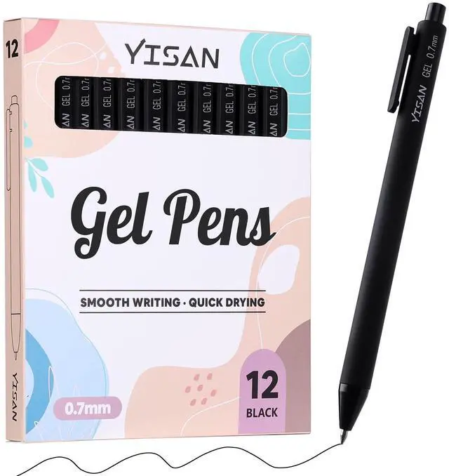 Main image of Black Gel Pens, 12 Pack, 0.7mm Bullet Tip
