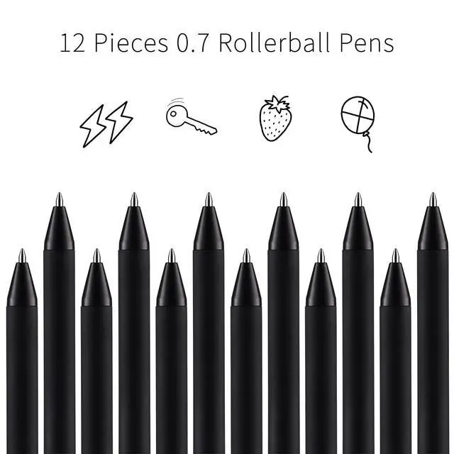 Alt view image 2 of 6 - Black Gel Pens, 12 Pack, 0.7mm Bullet Tip