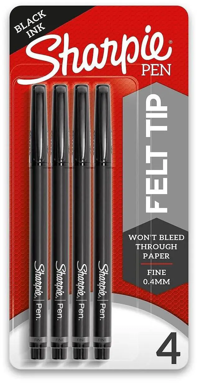 Main image of Felt Tip Medium Point Black Pens, Drawing & Writing Pens Ideal for School Supplies, Office Supplies and Teacher Supplies, Quick-Drying, No Bleed, 2 Pack