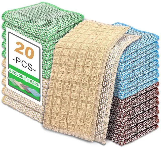 Main image of 20 pcs Multipurpose Wire Dishwashing Rags, Upgraded 2-Layer Non-Scratch Metal Wire Dish Cloths for Wet/Dry Use, Reusable for Kitchen & Cookware, Sinks Utensils Stovetops, Multicolor, 7.87"x7.87"