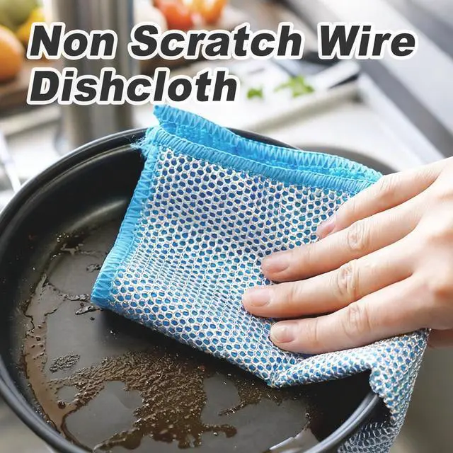 Alt view image 5 of 6 - 20 pcs Multipurpose Wire Dishwashing Rags, Upgraded 2-Layer Non-Scratch Metal Wire Dish Cloths for Wet/Dry Use, Reusable for Kitchen & Cookware, Sinks Utensils Stovetops, Multicolor, 7.87"x7.87"