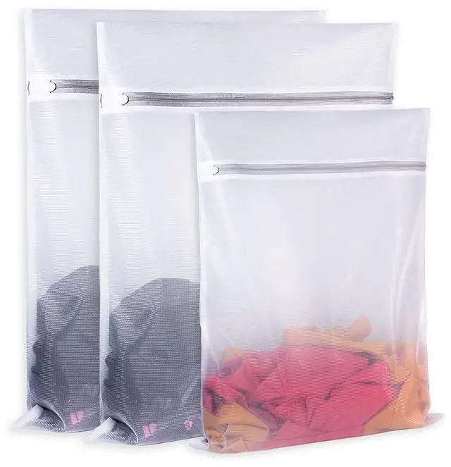 Main image of Laundry Mesh Bag-Heavy Duty Fine Mesh Wash Bag for Washing Machine-Supper Zipper Net Laundry Bag for Travel,Lingerie,Sweater,Garment,Undergarment 1M+2L
