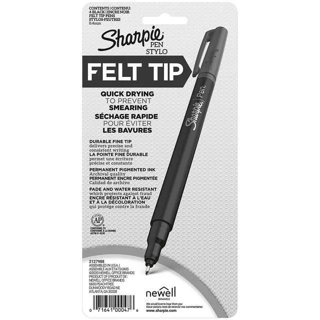 Alt view image 7 of 7 - Felt Tip Medium Point Black Pens, Drawing & Writing Pens Ideal for School Supplies, Office Supplies and Teacher Supplies, Quick-Drying, No Bleed, 2 Pack