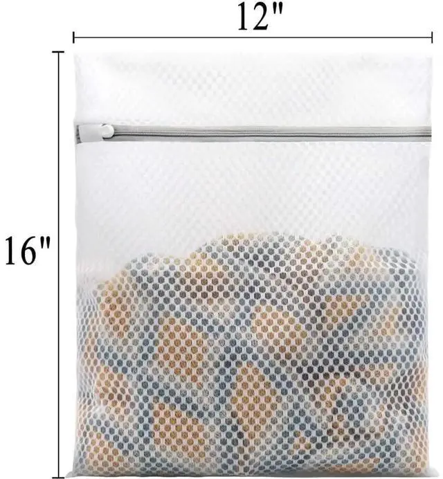 Alt view image 2 of 5 - 3-Pack Mesh Laundry Bags for Delicates (12x16 in, Medium) Durable Honeycomb Wash Bags with Zipper Protect Lingerie, Socks, Baby Clothes & Bras Reusable for Laundry & Travel