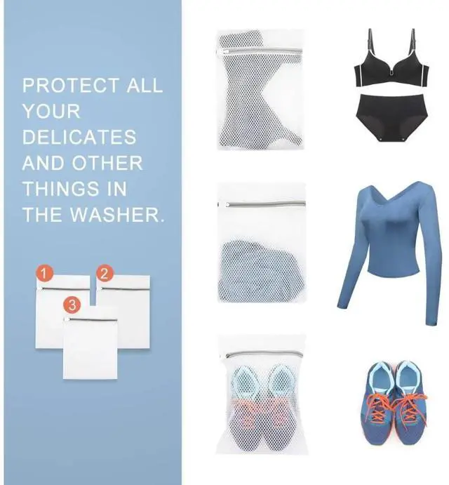 Alt view image 4 of 5 - 3-Pack Mesh Laundry Bags for Delicates (12x16 in, Medium) Durable Honeycomb Wash Bags with Zipper Protect Lingerie, Socks, Baby Clothes & Bras Reusable for Laundry & Travel